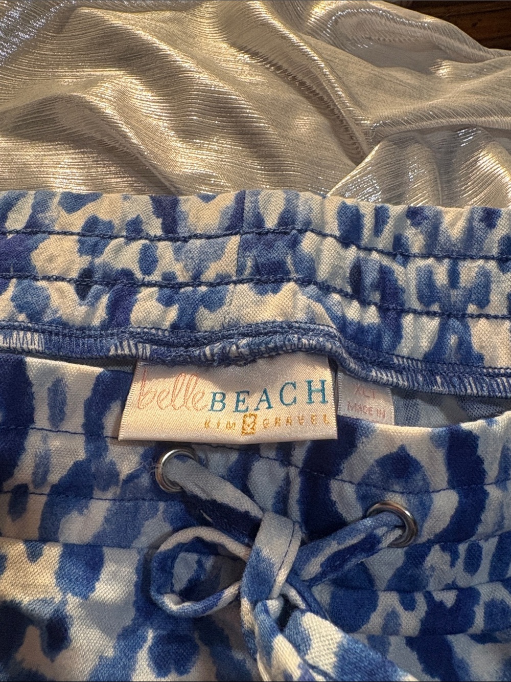 Belle Beach Blue & White Tie-Dye Long Pants with Tssels